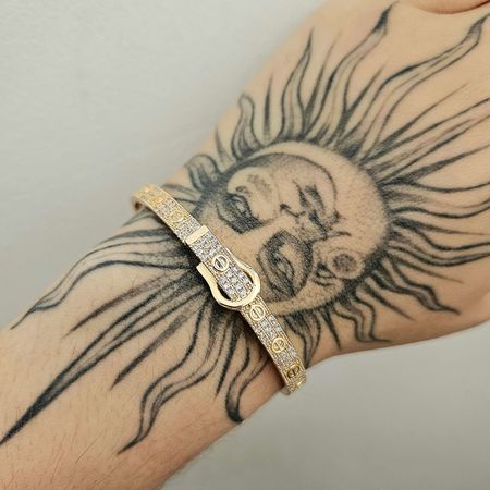 Bracelete Glamour Cravejado Em Zircônia Dourado - Chérie Bijoux