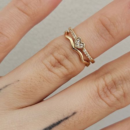 Anel Falange Cravejado Em Zircônia Coração Dourado... - Chérie Bijoux