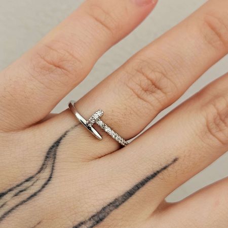 Anel Cravejado Em Zircônia Prego Prata - Chérie Bijoux
