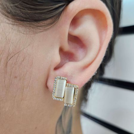 Brinco Retângulo Dourado - Chérie Bijoux