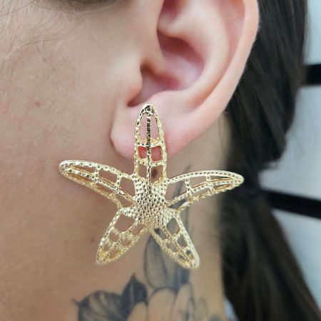 Brinco Folheado a Ouro 18K Estrela Do Mar - Chérie Bijoux
