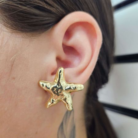 Brinco Folheado a Ouro 18K Estrela Do Mar - Chérie Bijoux