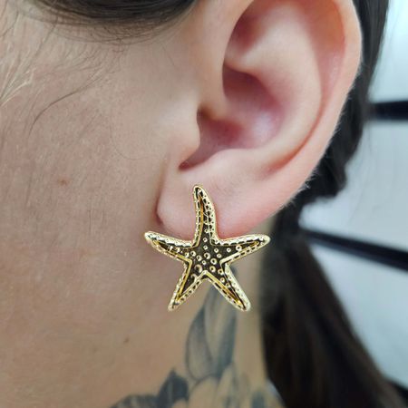 Brinco Folheado a Ouro 18K Estrela Do Mar - Chérie Bijoux