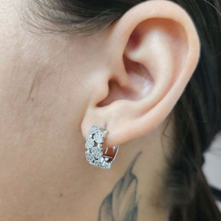 Mini Argola Com Zircônia Coração Prata - Chérie Bijoux