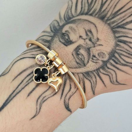 Pulseira Malha Folheada A Ouro 18K Pingentes - Chérie Bijoux
