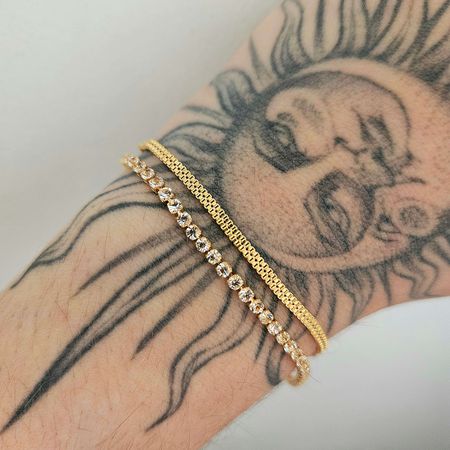 Pulseira Dupla Folheada A Ouro 18K Riviera - Chérie Bijoux