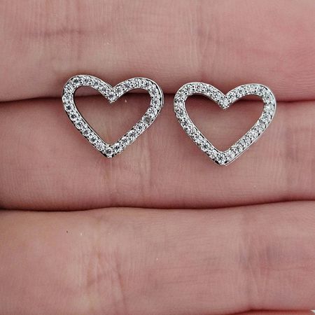 Brinco Com Zircônia Coração Prata - Chérie Bijoux