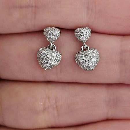 Brinco Com Zircônia Coração Prata - Chérie Bijoux