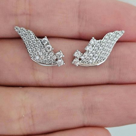 Brinco Com Zircônia Asa Prata - Chérie Bijoux