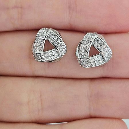 Brinco Com Zircônia Nó Prata - Chérie Bijoux