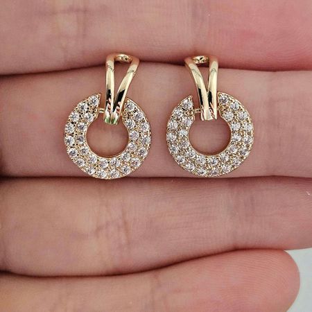 Brinco Com Zircônia Aro Dourado - Chérie Bijoux