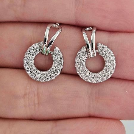 Brinco Com Zircônia Aro Prata - Chérie Bijoux