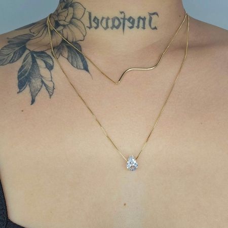 Colar Duplo Folheado a Ouro 18K Gota - Chérie Bijoux