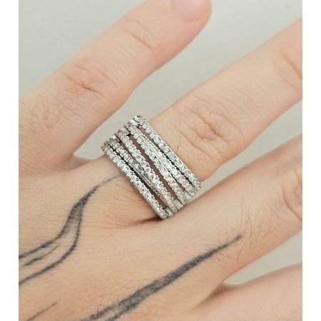 Anel Cravejado Em Zircônia Glamour Prata - Chérie Bijoux