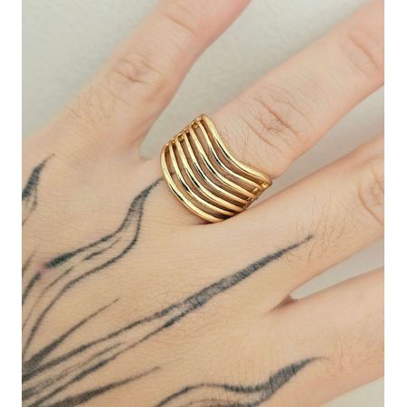 Anel Vazado Dourado - Chérie Bijoux