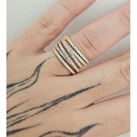 Anel Cravejado Em Zircônia Glamour Dourado - Chérie Bijoux