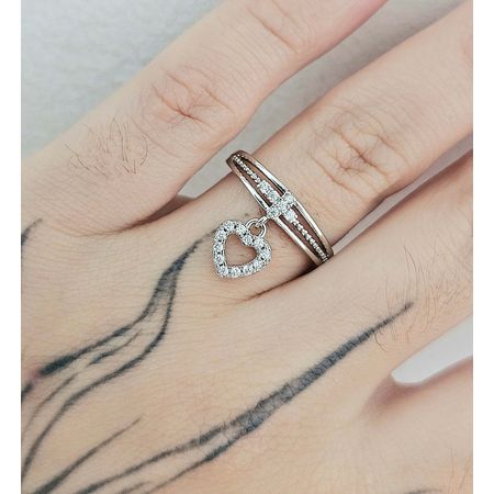 Anel Cravejado Em Zircônia Coração Prata - Chérie Bijoux