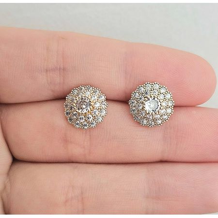 Brinco Com Zircônia Dourado - Chérie Bijoux