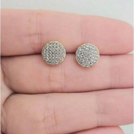 Brinco Com Zircônia Dourado - Chérie Bijoux