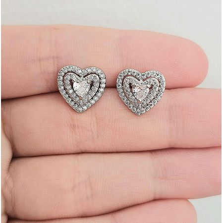 Brinco Com Zircônia Coração Prata - Chérie Bijoux