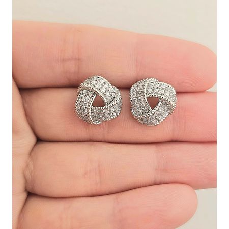 Brinco Com Zircônia Nó Prata - Chérie Bijoux