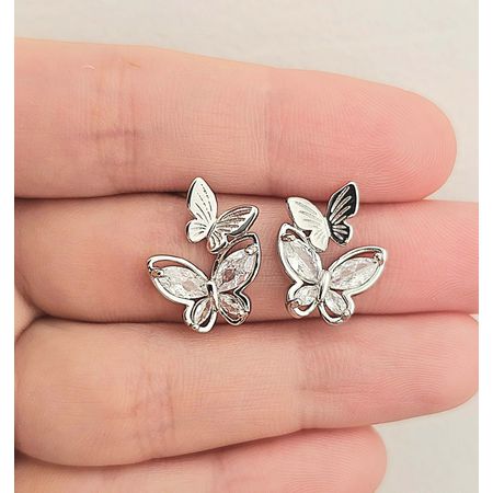 Brinco Borboleta Prata - Chérie Bijoux