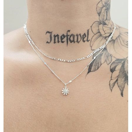 Colar Duplo Folheado a Prata 925 Margarida - Chérie Bijoux