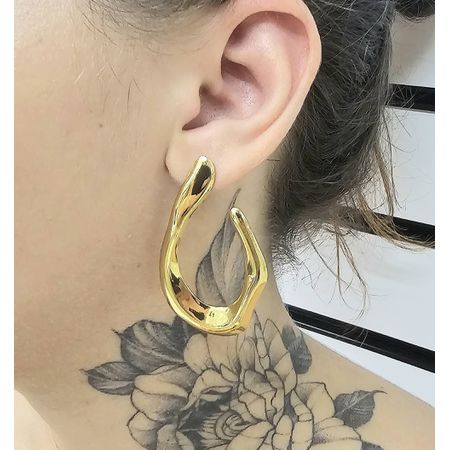 Brinco Folheado a Ouro 18K Detalhado - Chérie Bijoux