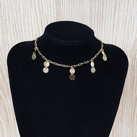 Colar Folheado Dourado Círculos - Chérie Bijoux