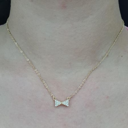 Colar Folheado a Ouro 18K Laço Mini Pérolas - Chérie Bijoux