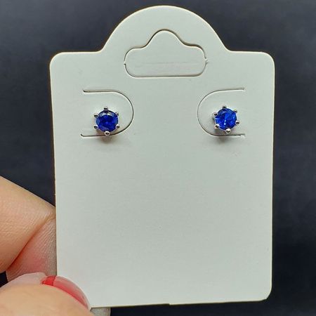 Brinco Folheado Zircônia Ponto De Luz Prata Azul E... - Chérie Bijoux