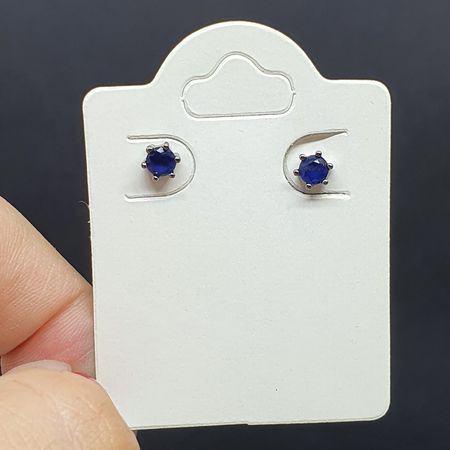 Brinco Folheado Zircônia Ponto De Luz Grafite Azul... - Chérie Bijoux