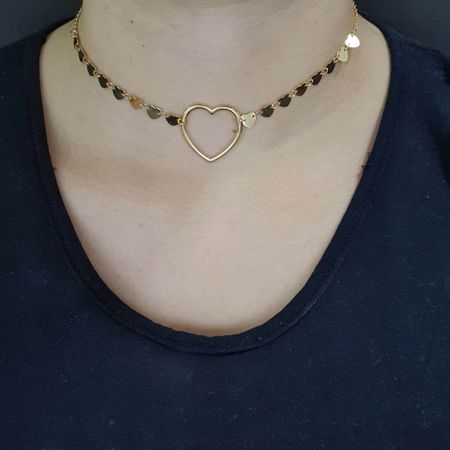 Colar Folheado Dourado Coração - Chérie Bijoux