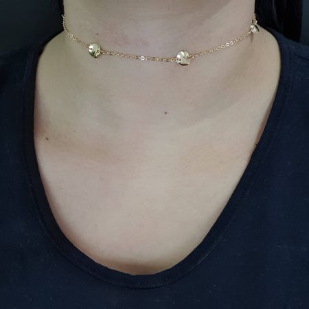 Colar Choker Folheado Dourado Discos - Chérie Bijoux