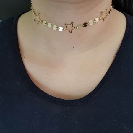 Colar Choker Folheado Dourado Estrela - Chérie Bijoux