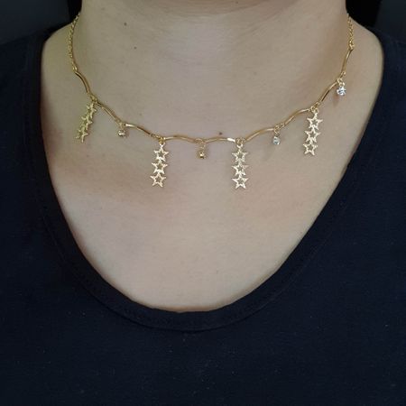 Colar Folheado Dourado Estrela - Chérie Bijoux