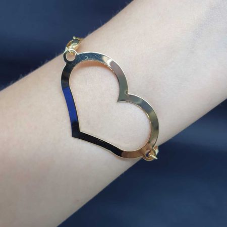 Pulseira Folheada a Ouro 18K Coração e Búzios - Chérie Bijoux