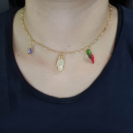 Colar Folheado a Ouro 18K Pingentes - Chérie Bijoux