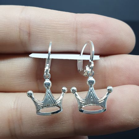 Mini Argola Folheada Prata Coroa - Chérie Bijoux