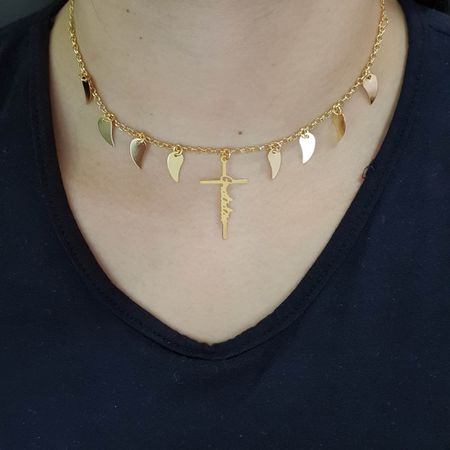 Colar Folheado Dourado Gratidão - Chérie Bijoux