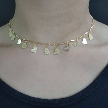 Colar Folheado Dourado Coração - Chérie Bijoux