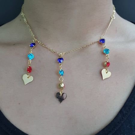 Colar Folheado a Ouro 18K Coração Colorido - Chérie Bijoux