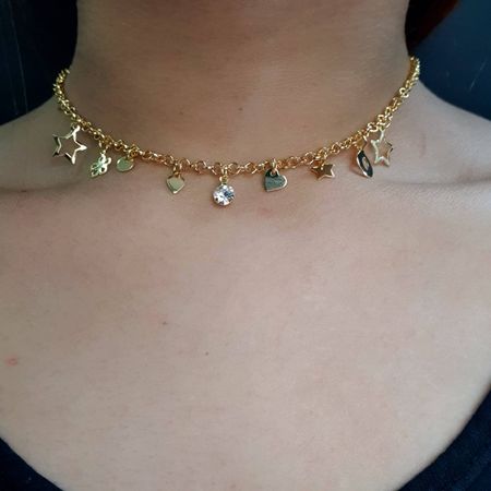 Colar Folheado A Ouro 18K Pingentes - Chérie Bijoux