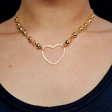 Colar Folheado a Ouro 18K Coração - Chérie Bijoux