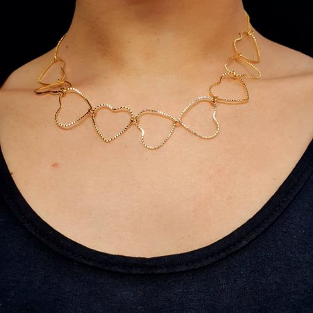 Colar Folheado Dourado Coração - Chérie Bijoux