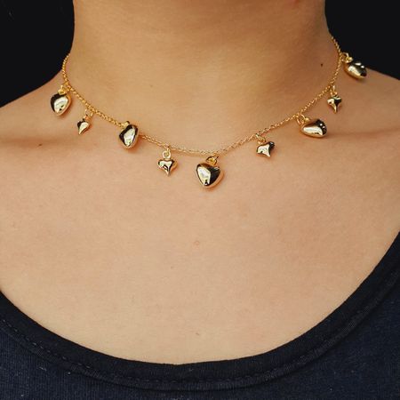 Colar Folheado a Ouro Dourado Coração - Chérie Bijoux