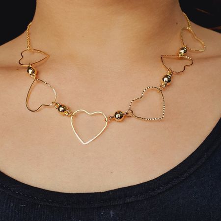 Colar Folheado a Ouro Dourado Coração - Chérie Bijoux