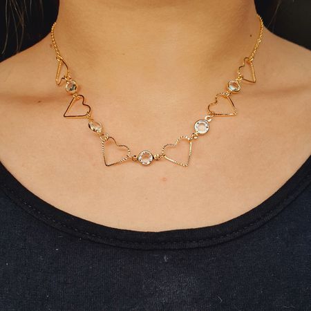 Colar Folheado a Ouro Dourado Coração - Chérie Bijoux