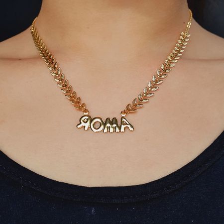 Colar Folheado a Ouro 18K Ramos e Amor - Chérie Bijoux