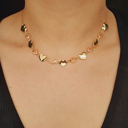 Colar Folheado a Ouro 18K Coração Rosê - Chérie Bijoux